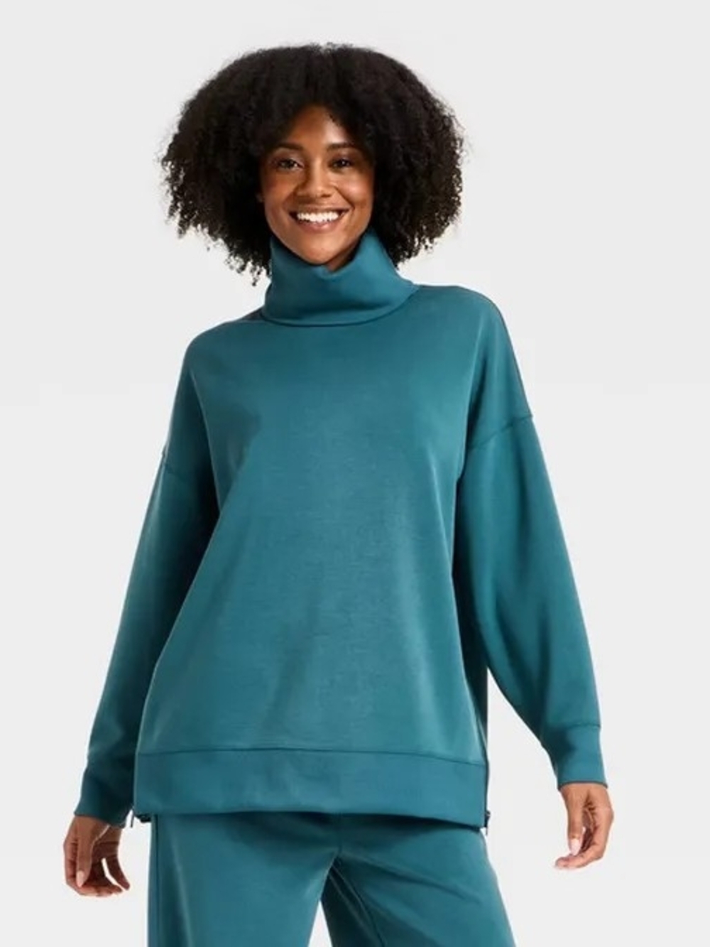 NWT all in motion Teal Cowl Neck Pullover Sweater